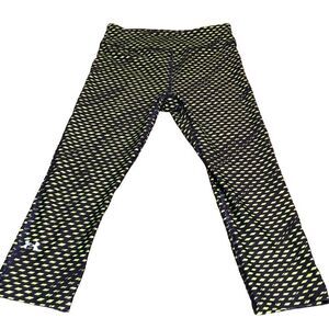 Under Armour Womens Capris S Heat Gear Compression Purple Green Geometric Print